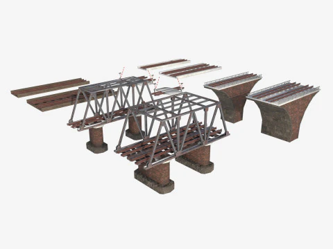 A set of railway bridges 3D Model