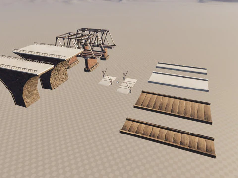 A set of railway bridges 3D Model