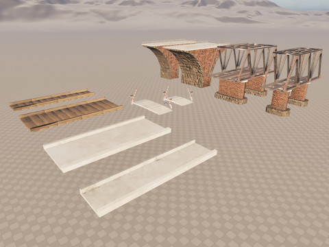 Um conjunto de pontes ferroviárias Modelo 3D