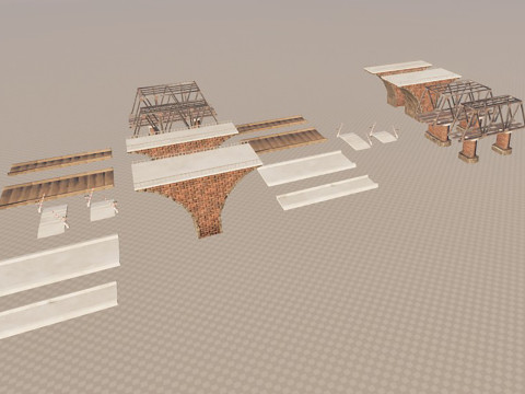 Um conjunto de pontes ferroviárias Modelo 3D