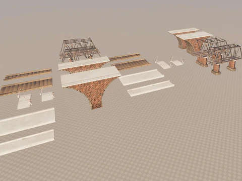 A set of railway bridges 3D Model
