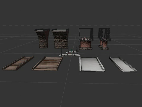 A set of railway bridges 3D Model