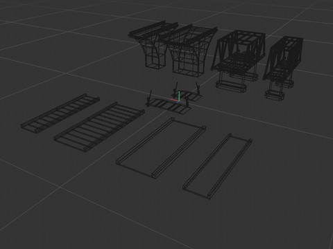 Um conjunto de pontes ferroviárias Modelo 3D