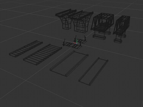 A set of railway bridges 3D Model
