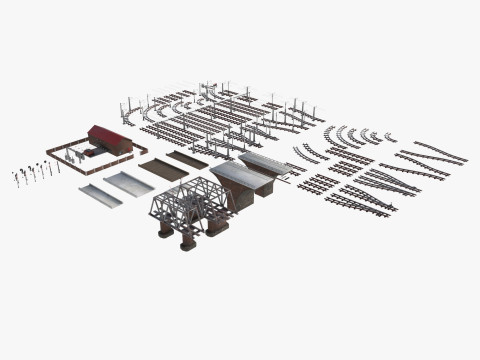 Büyük demiryolu seti 3D Model