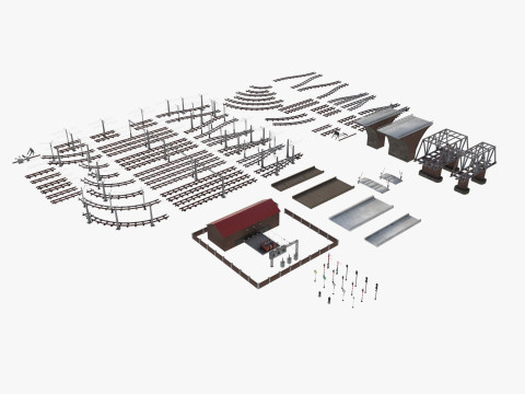 Великий залізничний набір 3D Модель
