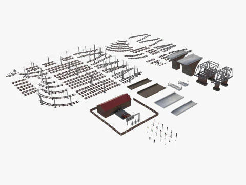Set ferroviario di grandi dimensioni Modello 3D