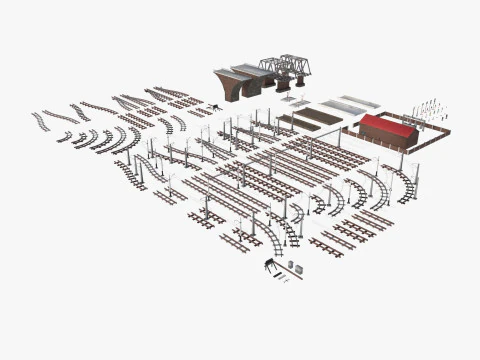 Set ferroviario di grandi dimensioni Modello 3D