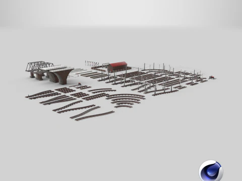 Set ferroviario di grandi dimensioni Modello 3D