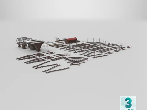 Set ferroviario di grandi dimensioni Modello 3D