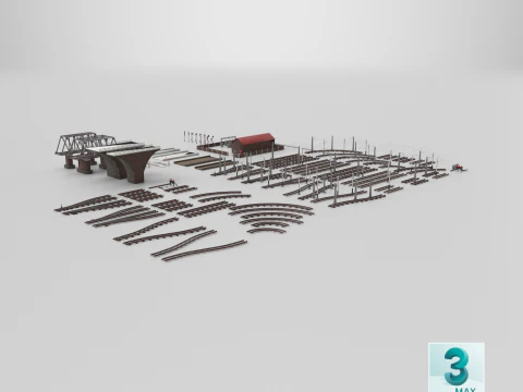 Set ferroviario di grandi dimensioni Modello 3D