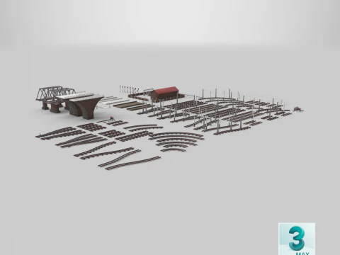 Set ferroviario di grandi dimensioni Modello 3D