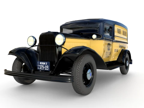 1932 retro model panel van delivery 3D Model