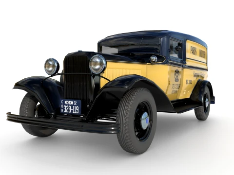 1932 retro model panel van delivery 3D Model