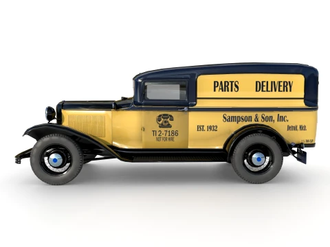 1932 retro model panel van delivery 3D Model