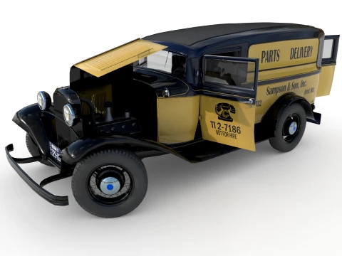 1932 retro model panel van delivery 3D Model