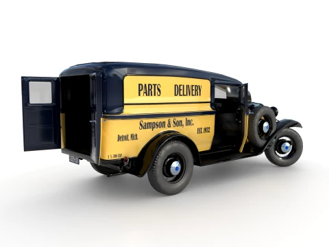 1932 retro model panel van delivery 3D Model
