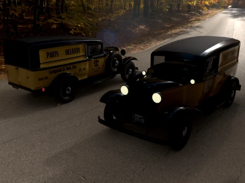 1932 retro model panel van delivery 3D Model