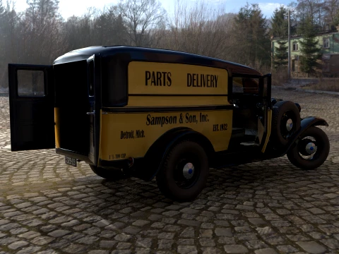 1932 retro model panel van delivery 3D Model