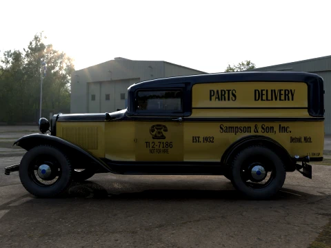 1932 retro model panel van delivery 3D Model