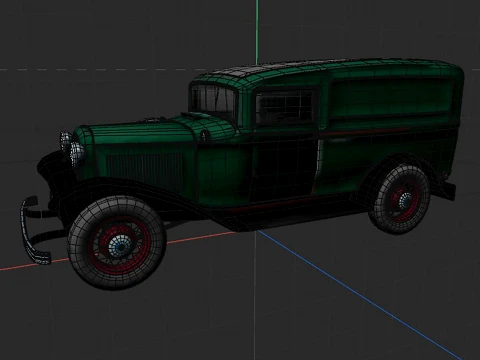 1932 retro model panel van delivery 3D Model