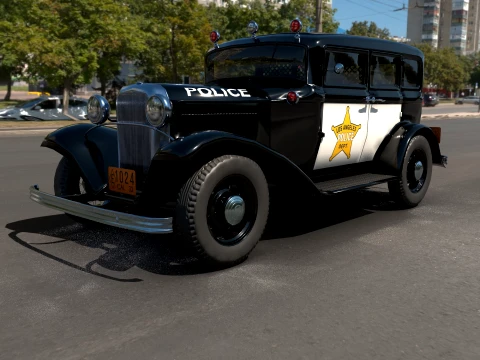 1932 retro 4-door police sedan 3D Model