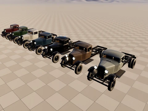 1933 truck with an extended wheelbase 3D Model