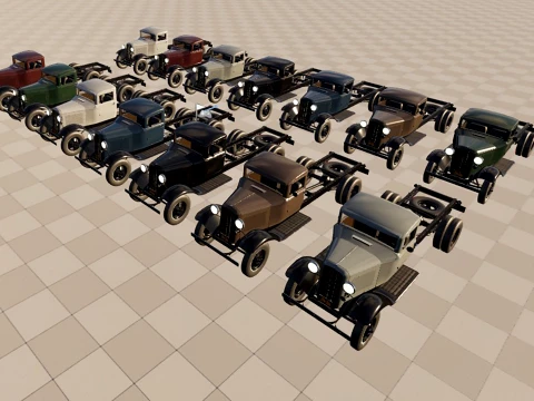 1933 truck with an extended wheelbase 3D Model