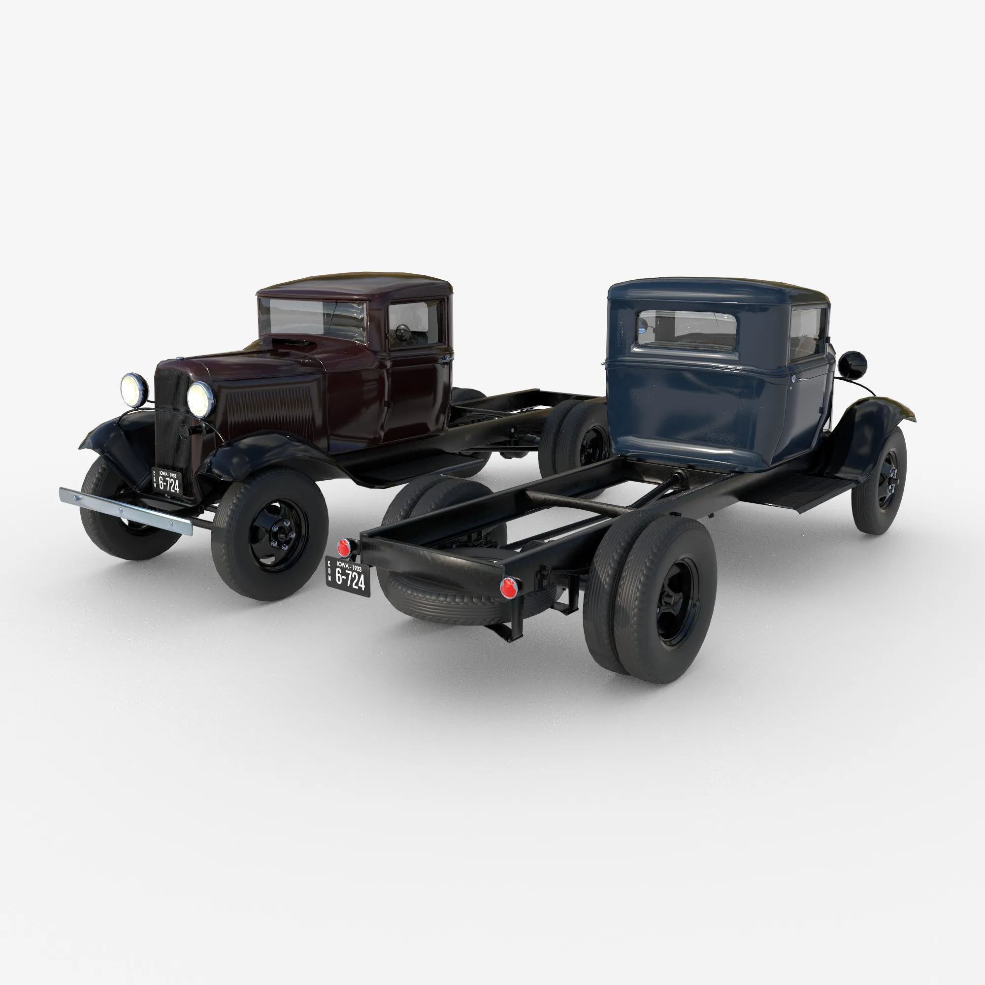 1933 a short wheelbase truck 3D Model .c4d .max .obj .3ds .fbx .stl .blend 
