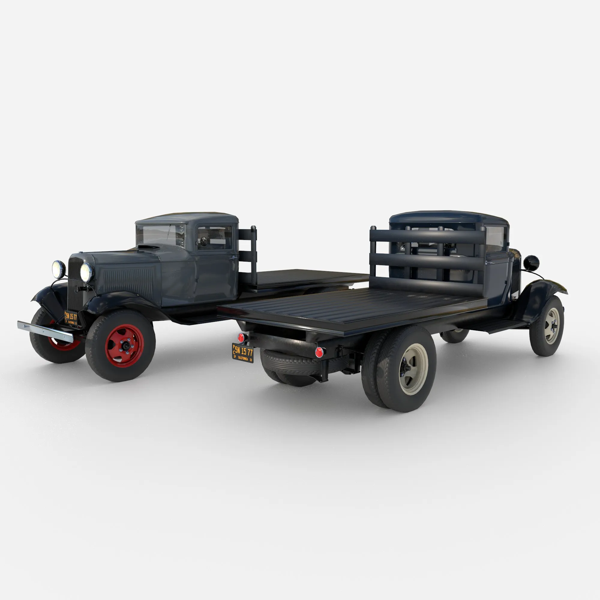 1933 a Platform truck 3D Model .c4d .max .obj .3ds .fbx .stl .blend 