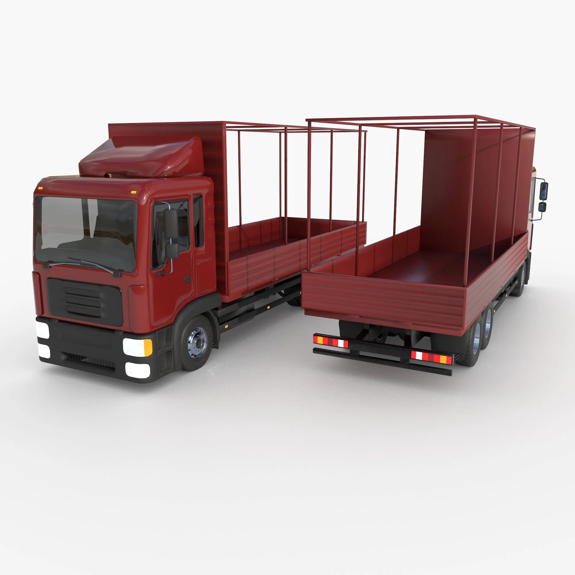 Truck with sides and stands 3D Model .c4d .max .obj .3ds .fbx .stl .blend