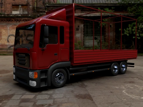 Truck with sides and stands 3D Model