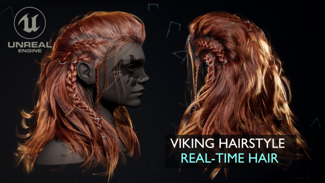 game hair viking real-time hairstyle ue4 low-poly 3Dモデル .c4d .max .obj .3ds .fbx .stl .blend 