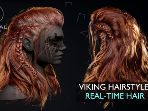 game hair viking real-time hairstyle ue4 low-poly 3D-Modell