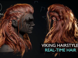 juego cabello vikingo en tiempo real peinado ue4 low-poly Modelo 3D
