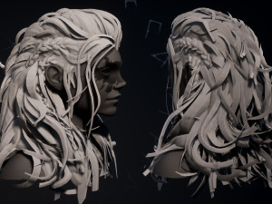 game hair viking real-time hairstyle ue4 low-poly 3Dモデル