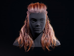 game hair viking real-time hairstyle ue4 low-poly 3Dモデル