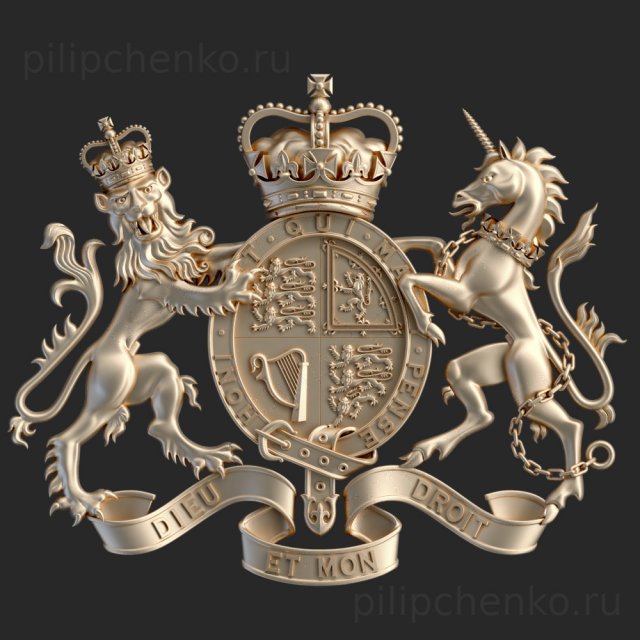 Coat of arms of the United Kingdom Government version Model Cetak 3D .c4d .max .obj .3ds .fbx .stl .blend 