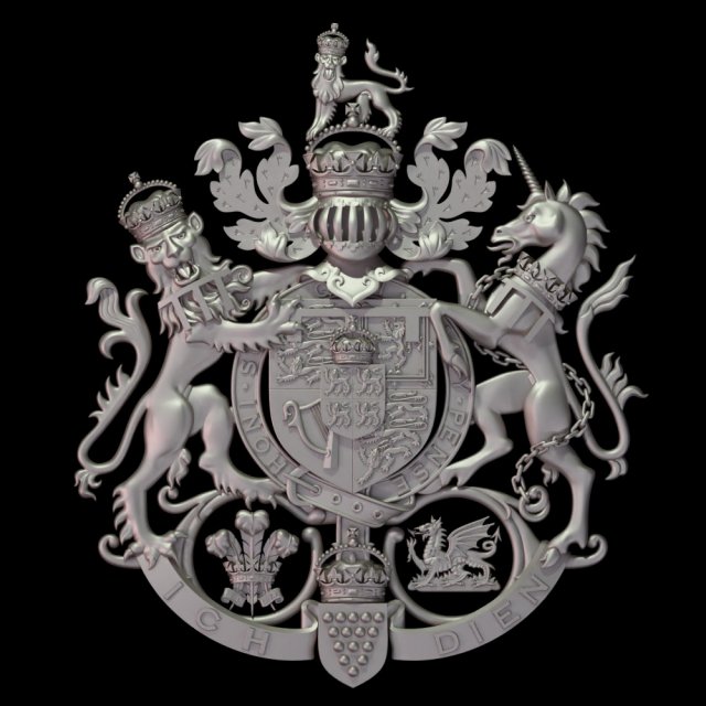 Coat of arms of Charles Prince of Wales 3D Принт Модель .c4d .max .obj .3ds .fbx .stl .blend 