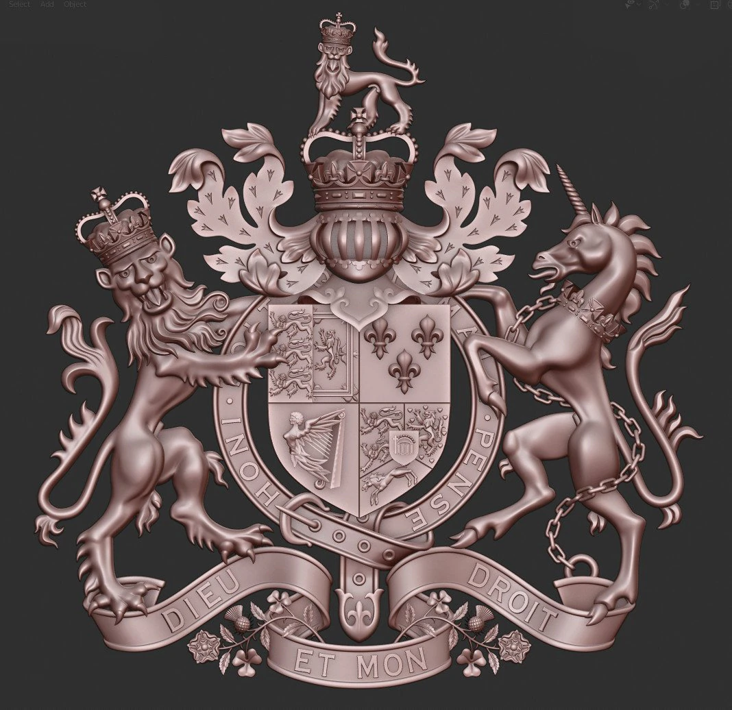Escudo de armas de Gran Breta&ntilde;a Modelo de impresión 3D .c4d .max .obj .3ds .fbx .stl .blend 