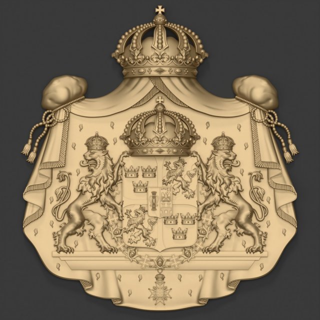 Coat of arms of Sweden 3D Print Model .c4d .max .obj .3ds .fbx .stl .blend 