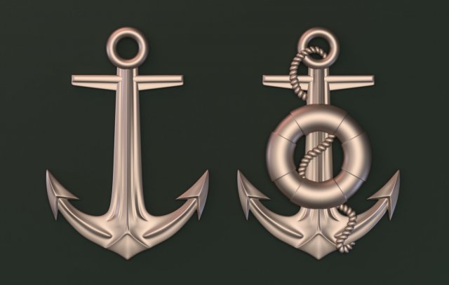 Sea anchor 3D 프린트 모델 .c4d .max .obj .3ds .fbx .stl .blend 