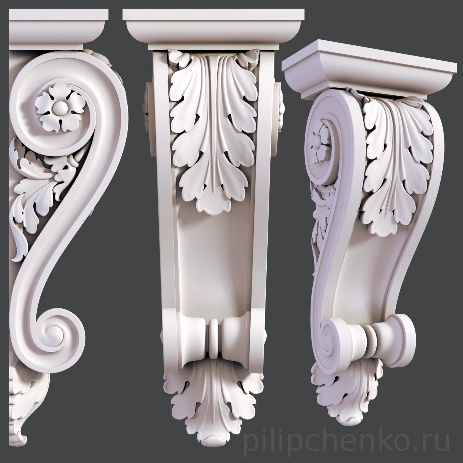 Architectural Bracket 3D Print Model .c4d .max .obj .3ds .fbx .stl .blend 