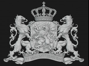 Coat of arms of the Netherlands State version Model Cetak 3D