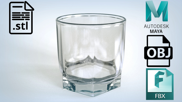 high poly glass 3D-Modell .c4d .max .obj .3ds .fbx .stl .blend 