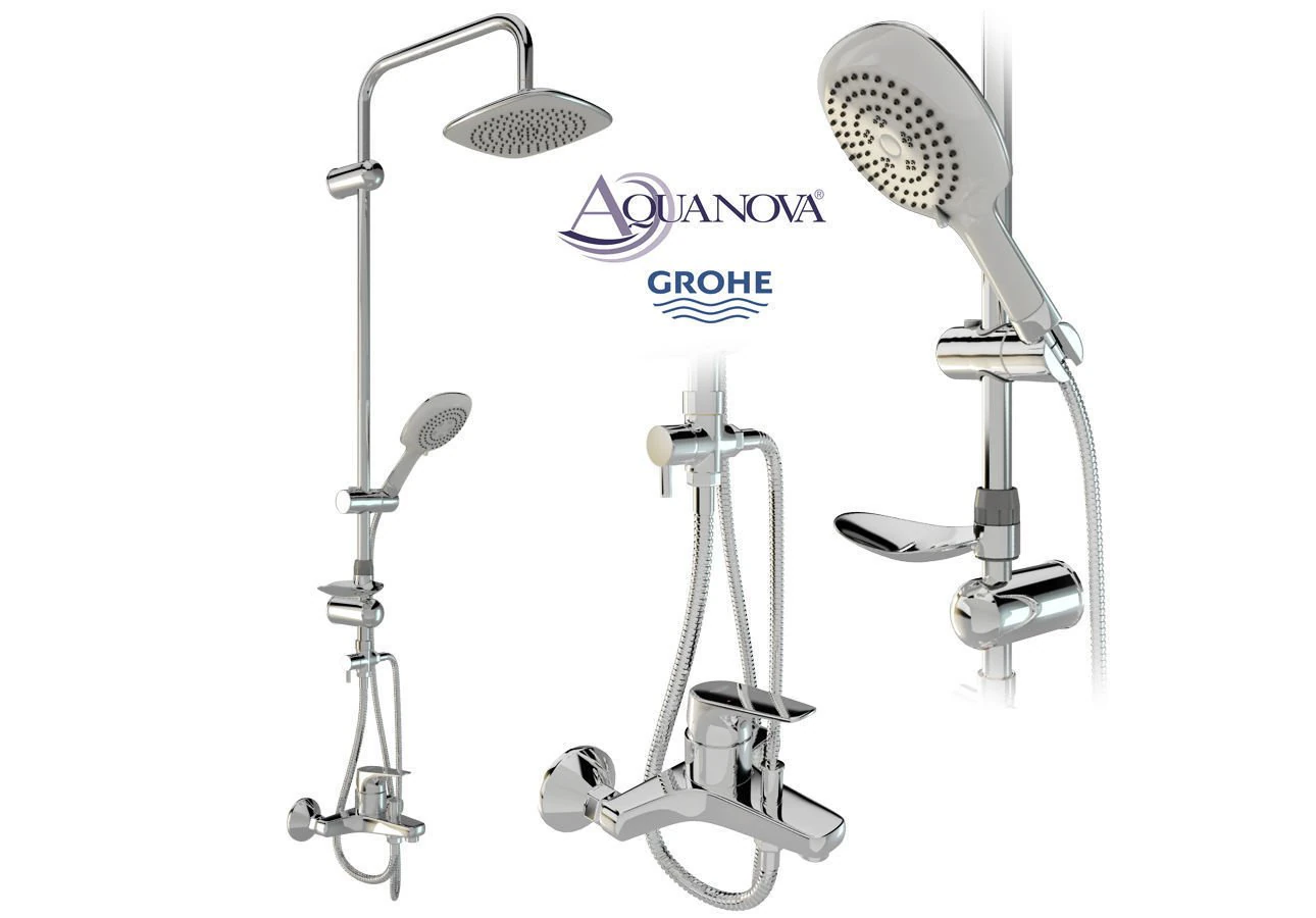 shower set aquanova robot square 8087 venus and mixer grohe bauflow 32811000 3D Model .c4d .max .obj .3ds .fbx .stl .blend 