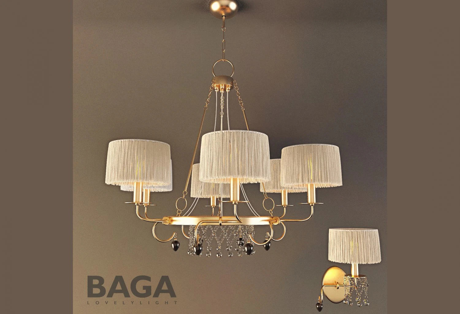 chandelier with sconce baga 3230 3240 dx 3D Model .c4d .max .obj .3ds .fbx .stl .blend