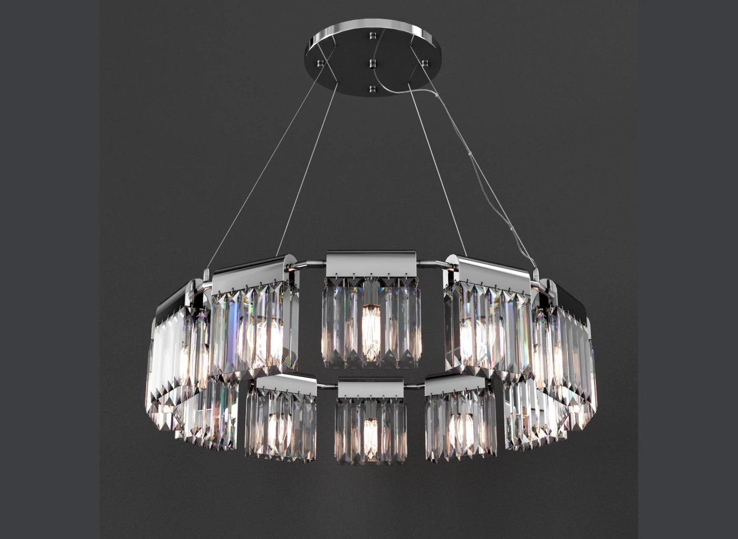 chandelier crystal pendants 12 loft-concept 3D Model .c4d .max .obj .3ds .fbx .stl .blend 