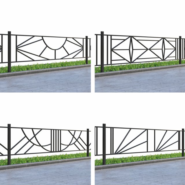 lawn fences part 3 Model 3D .c4d .max .obj .3ds .fbx .stl .blend 