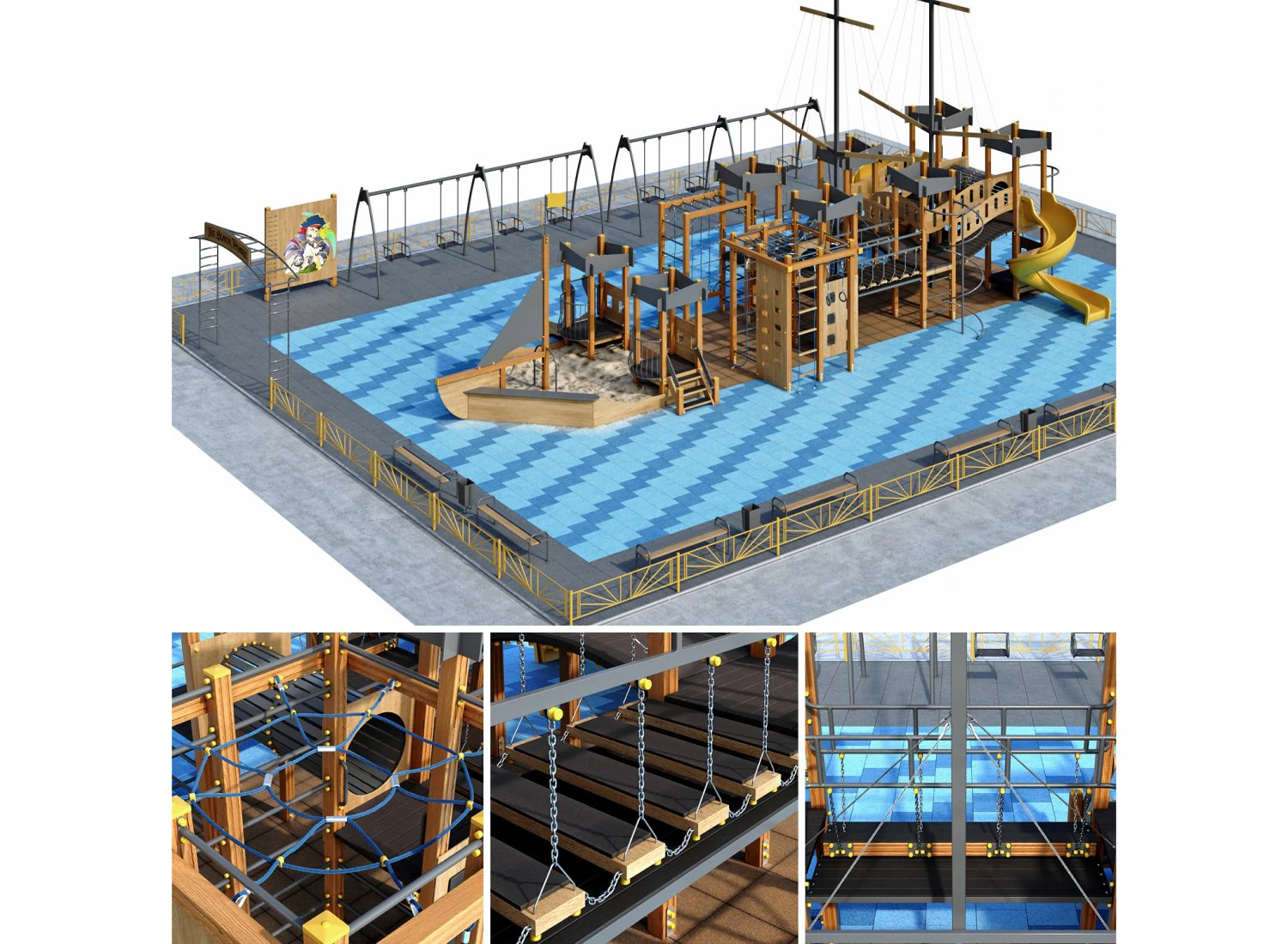 children playground pirate ship 3D Model .c4d .max .obj .3ds .fbx .stl .blend 